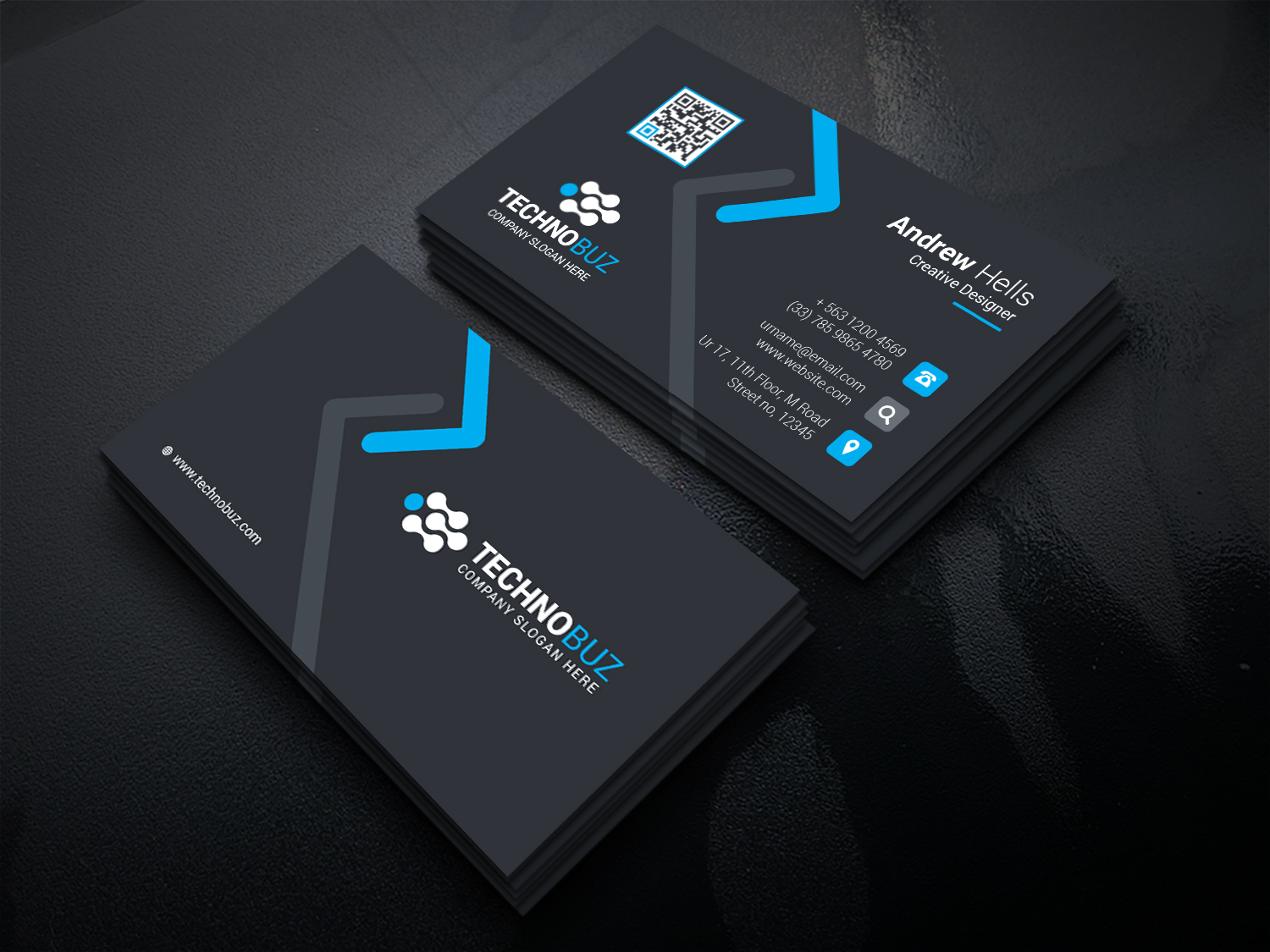 High Tech Company Business Card Template - Graphic Nova  Stock Inside Fold Over Business Card Template