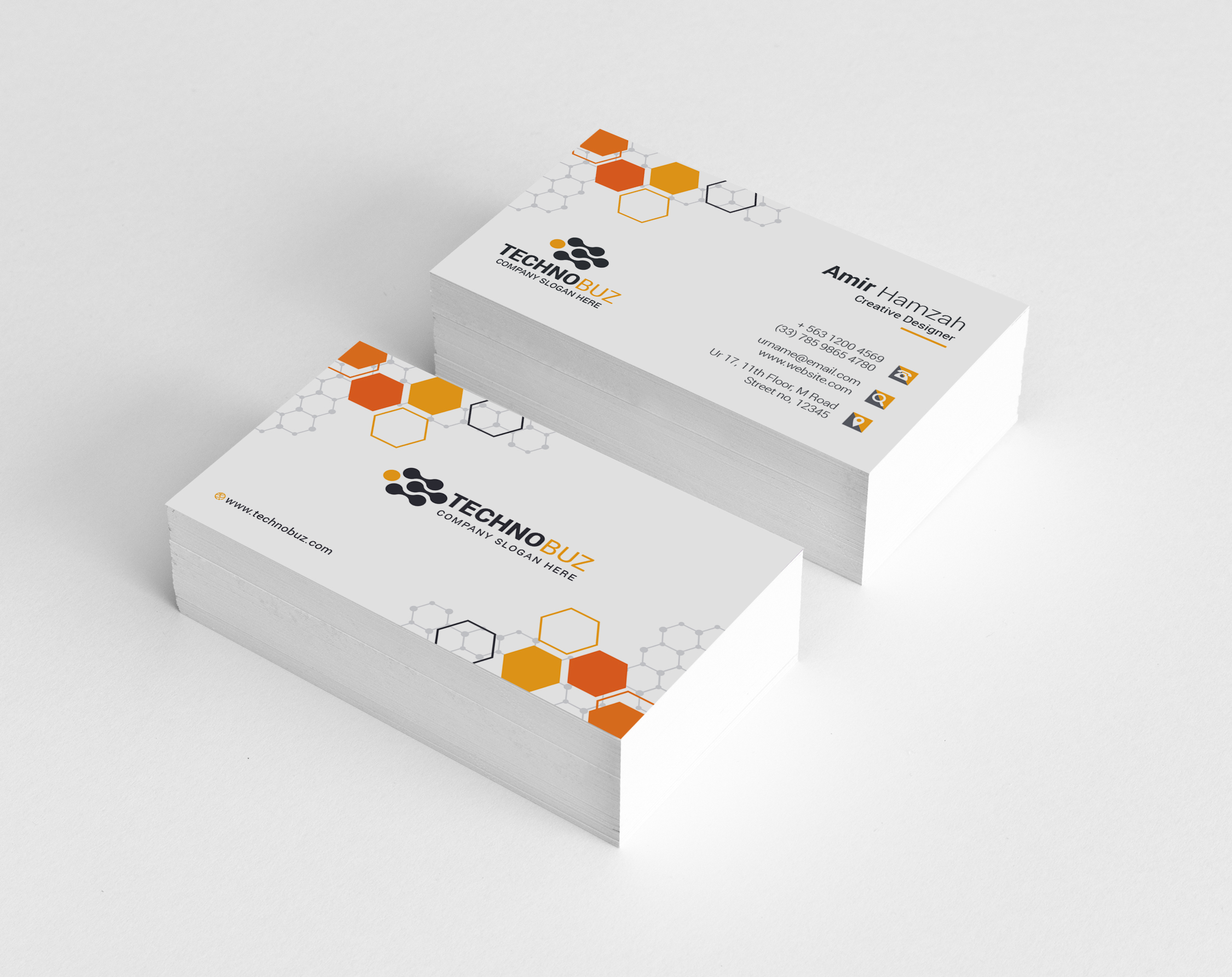 Honeycomb Corporate Business Card Template - Graphic Nova  Stock With Regard To Company Business Cards Templates