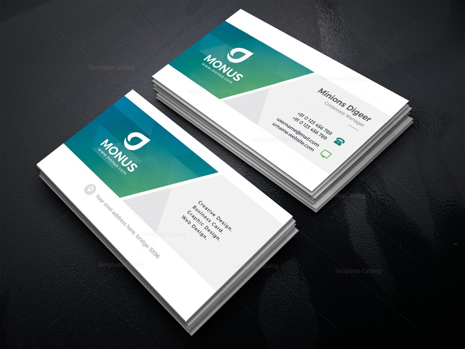 Clean Stylish Business Card Design Template - Graphic Nova  Stock With Generic Business Card Template