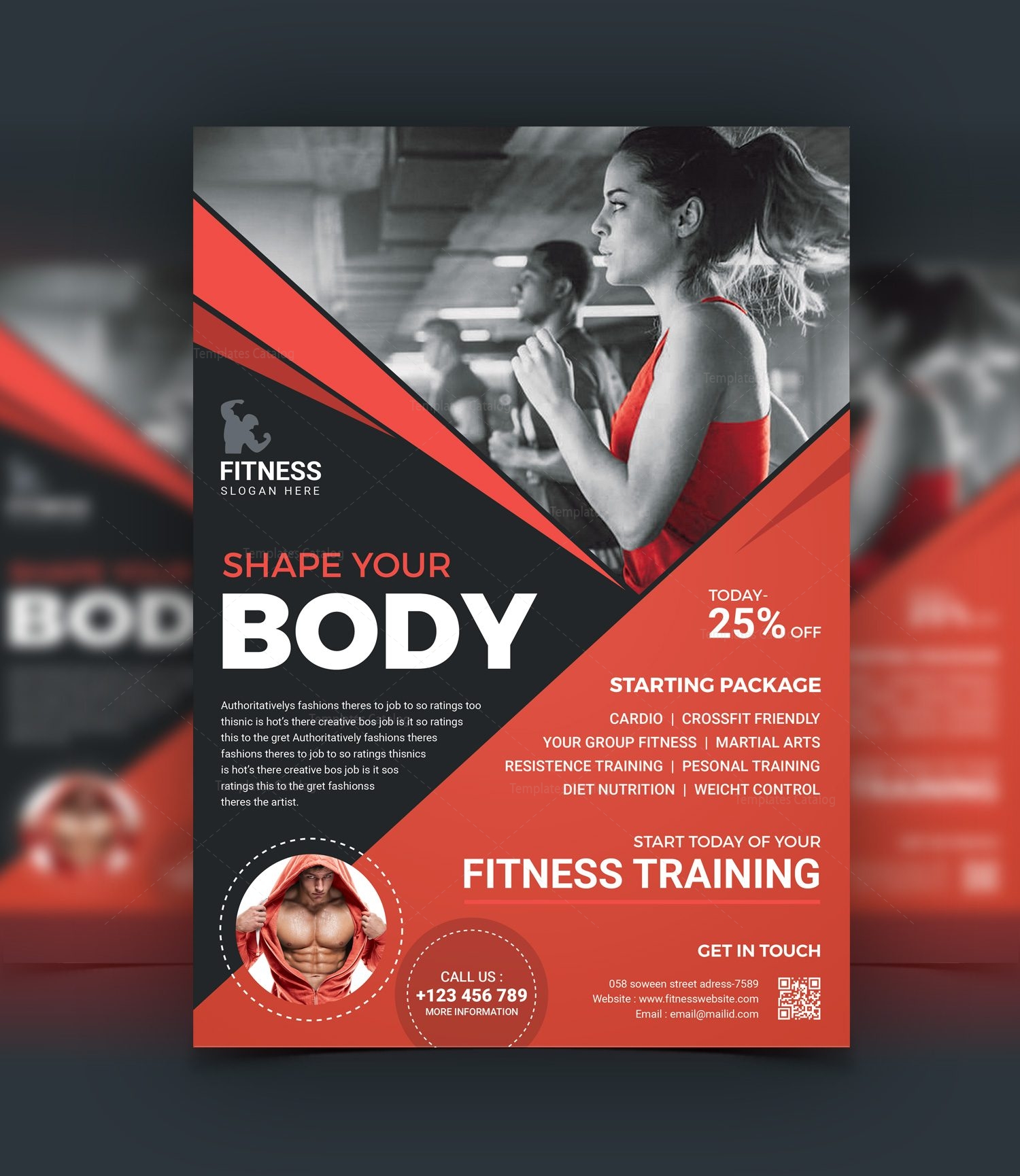 Top Rated Fitness Center Flyer Design Template Graphic Nova Stock Graphic Store